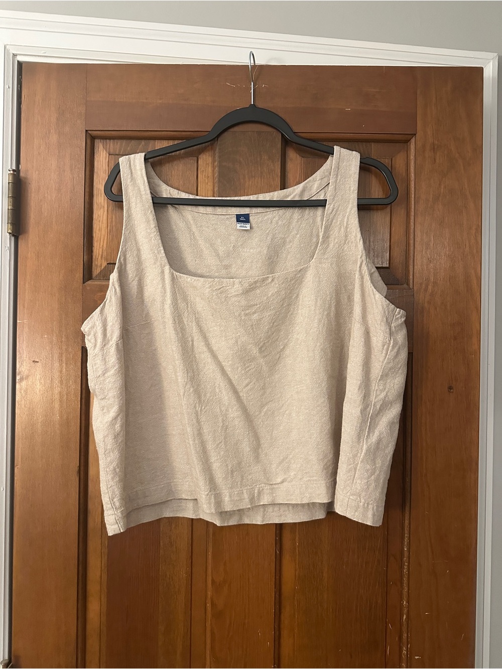 Old Navy Cream Square-Neck Tank - Linen Blend